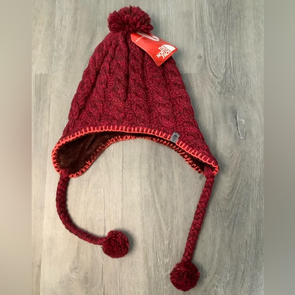 The North Face Accessories - The North Face Fuzzy Earflap Cableknit Bean Hat NWT